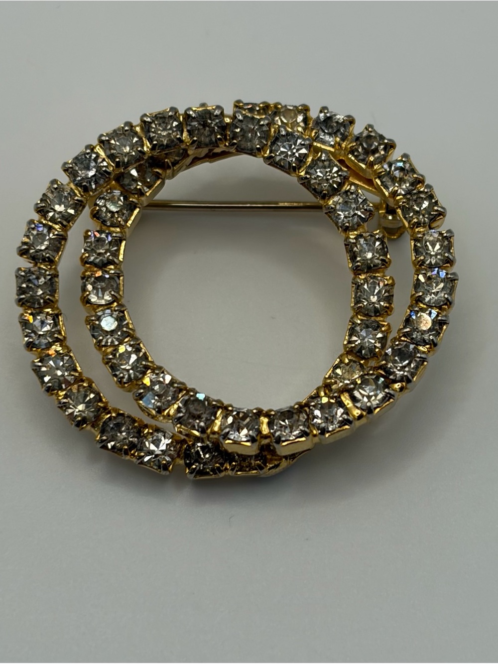 Rhinestone Interlocked Circles Brooch